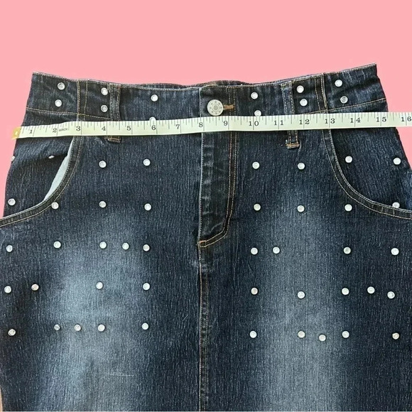 Zoey Beth Mini Skirt Size Large Denim with Rhinestones - 2000’s / Y2K - Picture 3 of 5